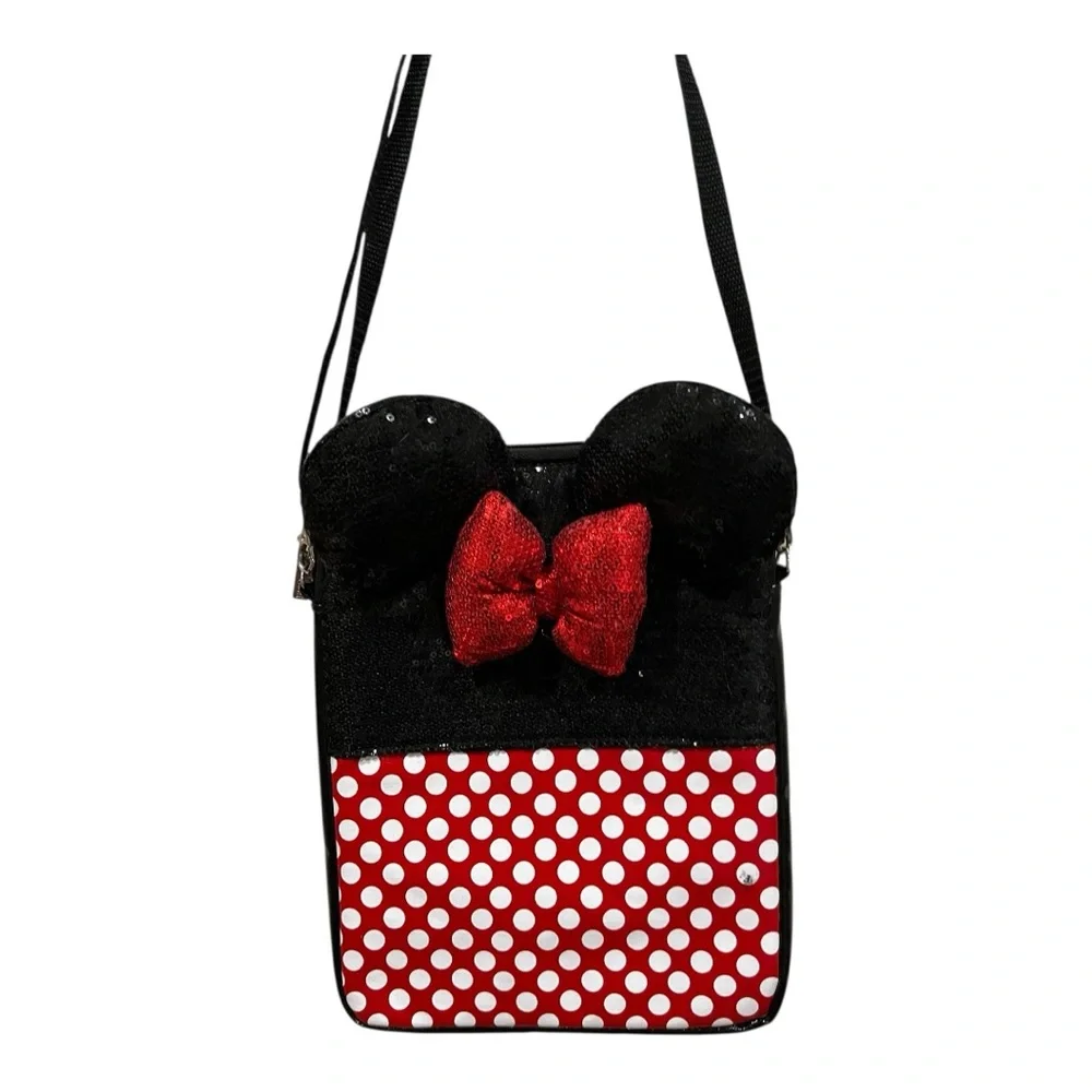 Disney Parks Mini Mouse sparkly polka dot crossbody bag tablet bag
